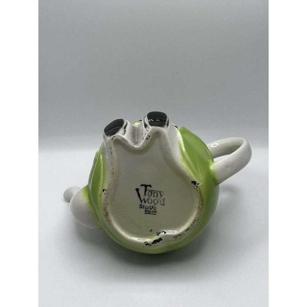 Tony Wood Studio Scarecrow Clown Teapot & Egg Cup Set England AS-IS Repair